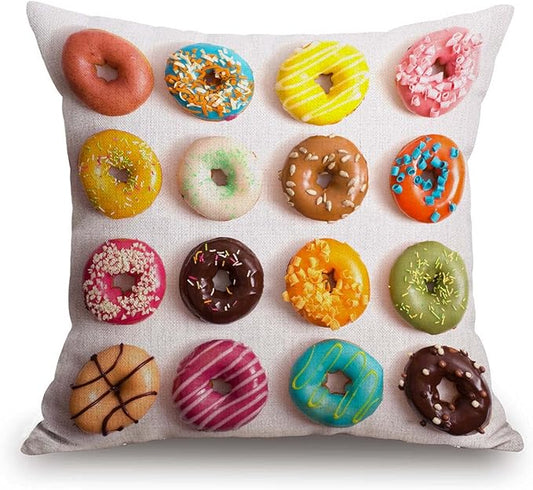 TSSOHU Outdoor Patio Throw Pillow Cover Colorful Donuts Farmhouse Décor Outside by TSSOHU