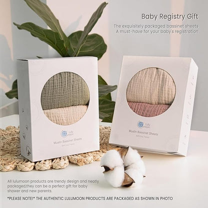 lulumoon Baby Muslin Bassinet Sheets: Cotton Bassinet Sheets Neutral - Image 7