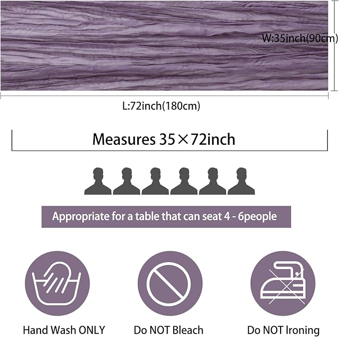 Fivenl 12 Pack Grape Cheesecloth Boho Gauze Table Runner 35x72 Inch Rustic - Image 2