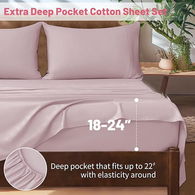 Extra Deep Pocket Queen Sheets 18-24 Inch 100% Egyptian Cotton 1000 Thread - Image 2