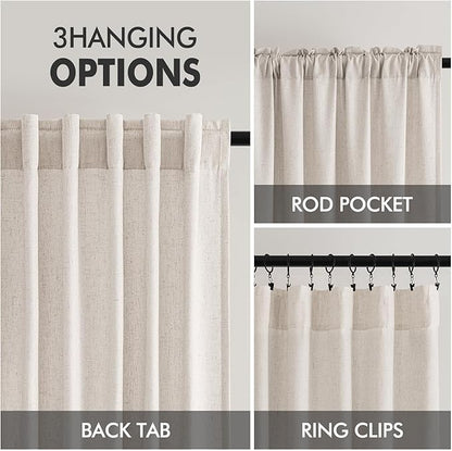 MIULEE Non-See-Through Privacy Linen Curtains 2 Panels, Light Filtering Window - Image 6