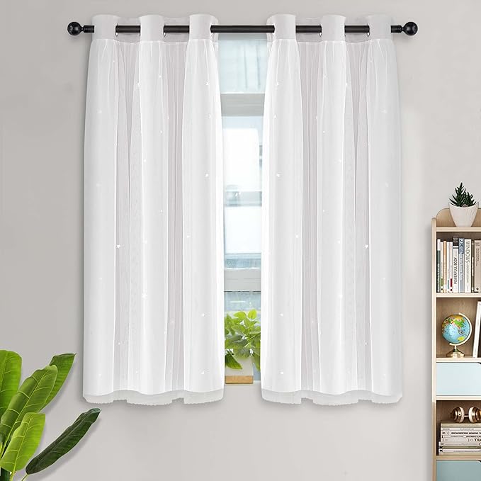 Kinryb White Star Cut-Out Window Curtains - Image 4