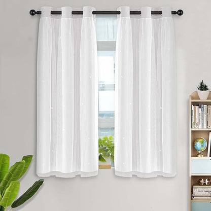Kinryb White Star Cut-Out Window Curtains - Image 4
