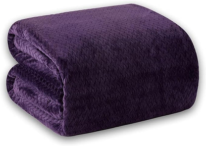 Oversized King Fleece Blanket 120x138 Inches, Seamless Soft Cozy 3D Jacquard by Korbliss