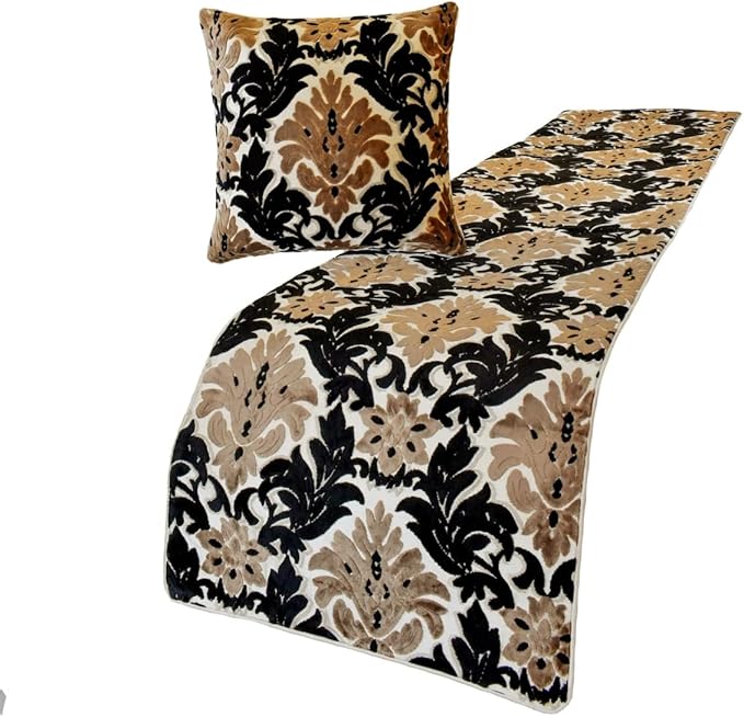 The HomeCentric King/Queen/Twin Brown Decorative King 90"x18" Bed Runner by TheHomeCentric