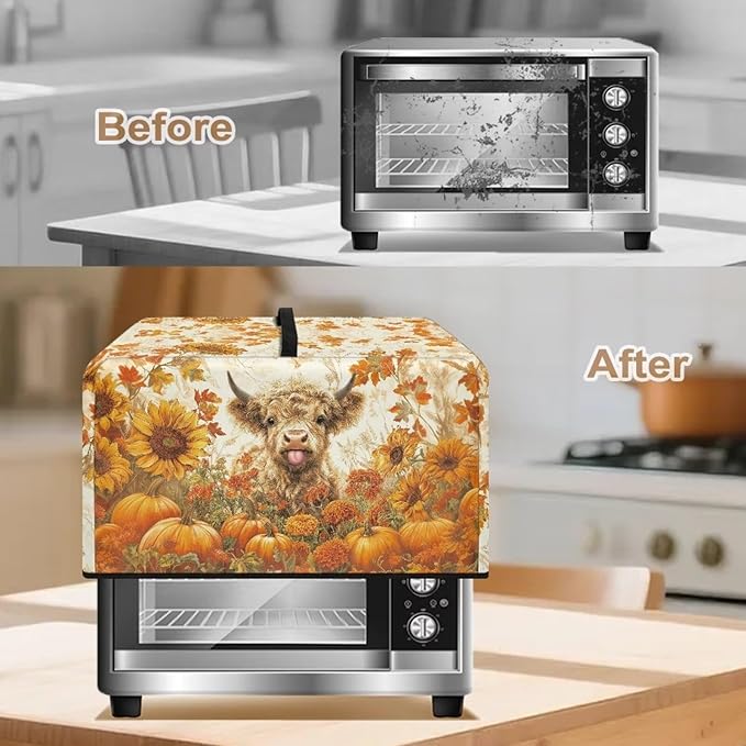 Microwave Ovens Dust Cover, Thanksgiving Highland Cattle Heat-Resistant - Image 4