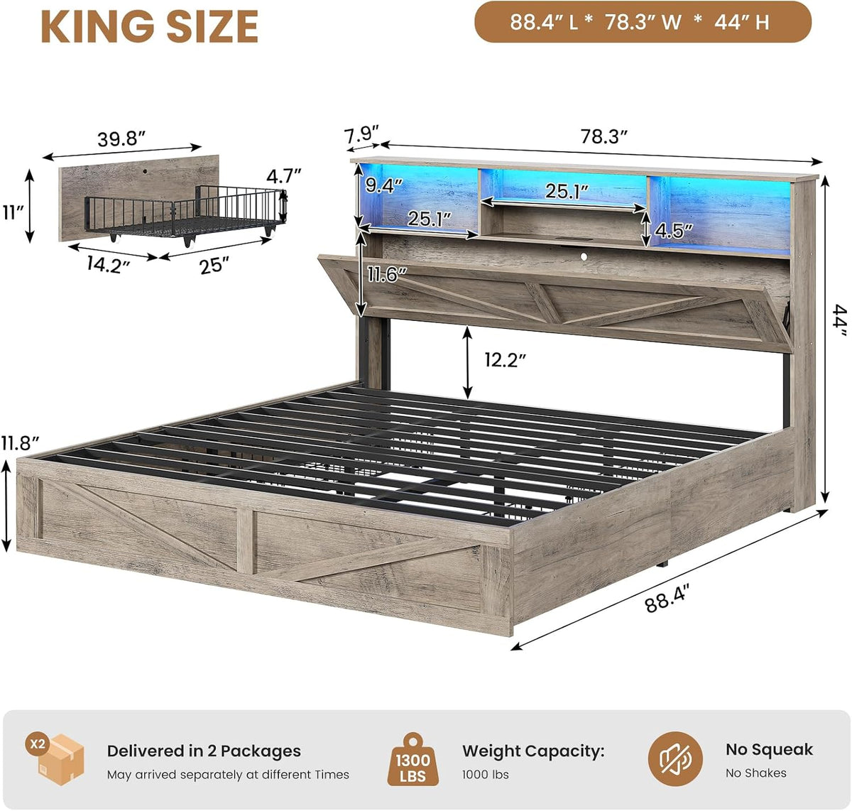 aogllati farmhouse king bed frame bed frame with shown in use