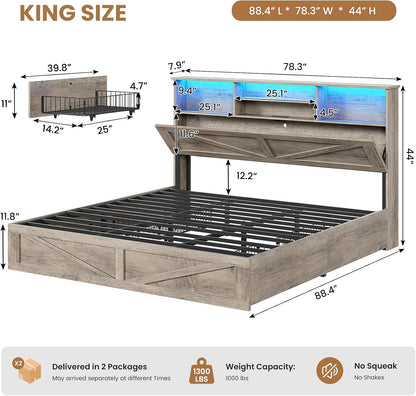 aogllati farmhouse king bed frame bed frame with shown in use