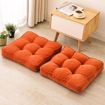 Floor Pillow Set of 2, Memory Foam Floor Cushions by 1MIDDLEONE