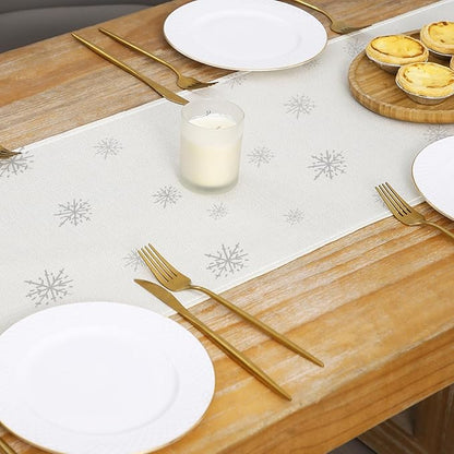 Christmas Trees Stars Table Runner 13x72 Inch Merry Christmas Cedar Snowflaks - Image 4