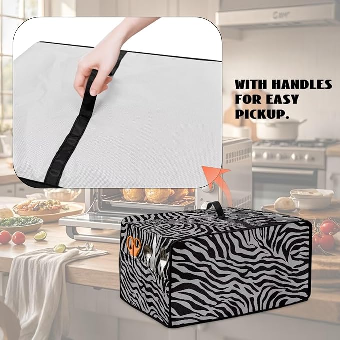 Grey Zebra Print Microwave Oven Dust Cover Dust-Proof Waterproof Microwave - Image 5