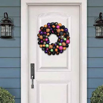 18 Inch Halloween Ball Wreath with Lights and Pumpkin Ornaments