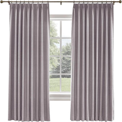 TWOPAGES 36 W x 84 L inch Pinch Pleated Curtain Room Darkening Linen Drapery by TWOPAGES
