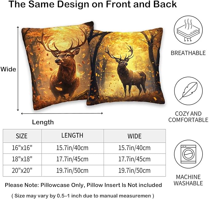 Throw Pillow Covers for Couch or Bed | 18x18 Set of 4 Pillow Cases for Fall or - Image 5