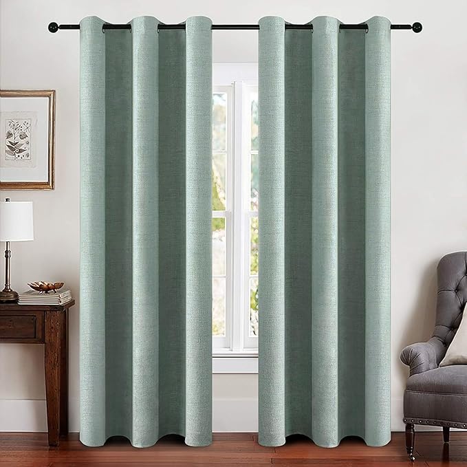 MIULEE Linen Blackout Curtains and Drapes 100% Room Darken Thermal Insulated by MIULEE