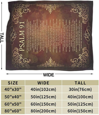 Psalm 91 Blanket Christian Religious Throw Blanket Bible Verse Flannel Stuff - Image 3