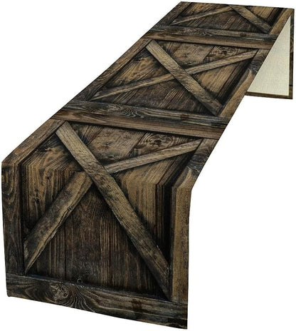 Old Barn Door Table Runner Wooden Barn Door Garage Door American Style Rustic by ZhiRain
