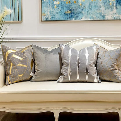 Avigers 20 x 20 Inches Grey Gold Striped Cushion Case Luxury European Throw - Image 6