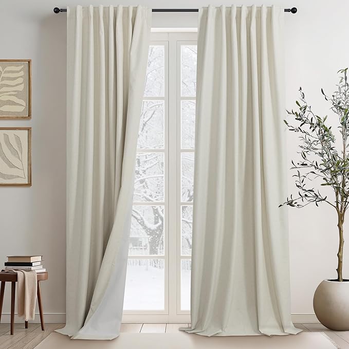 DANCURTON Linen Blackout Back Tab Curtains by DANCURTON
