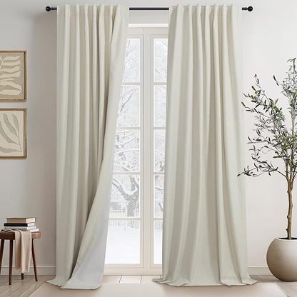 DANCURTON Linen Blackout Back Tab Curtains by DANCURTON