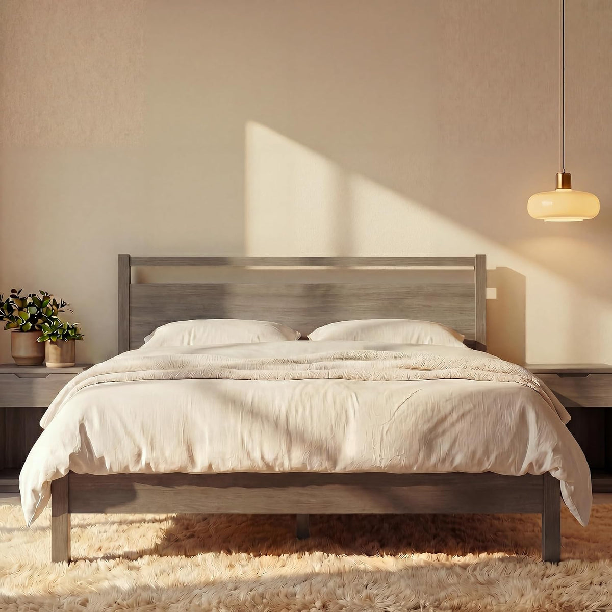 lifement queen bed frame with headboard signature wood, main product view