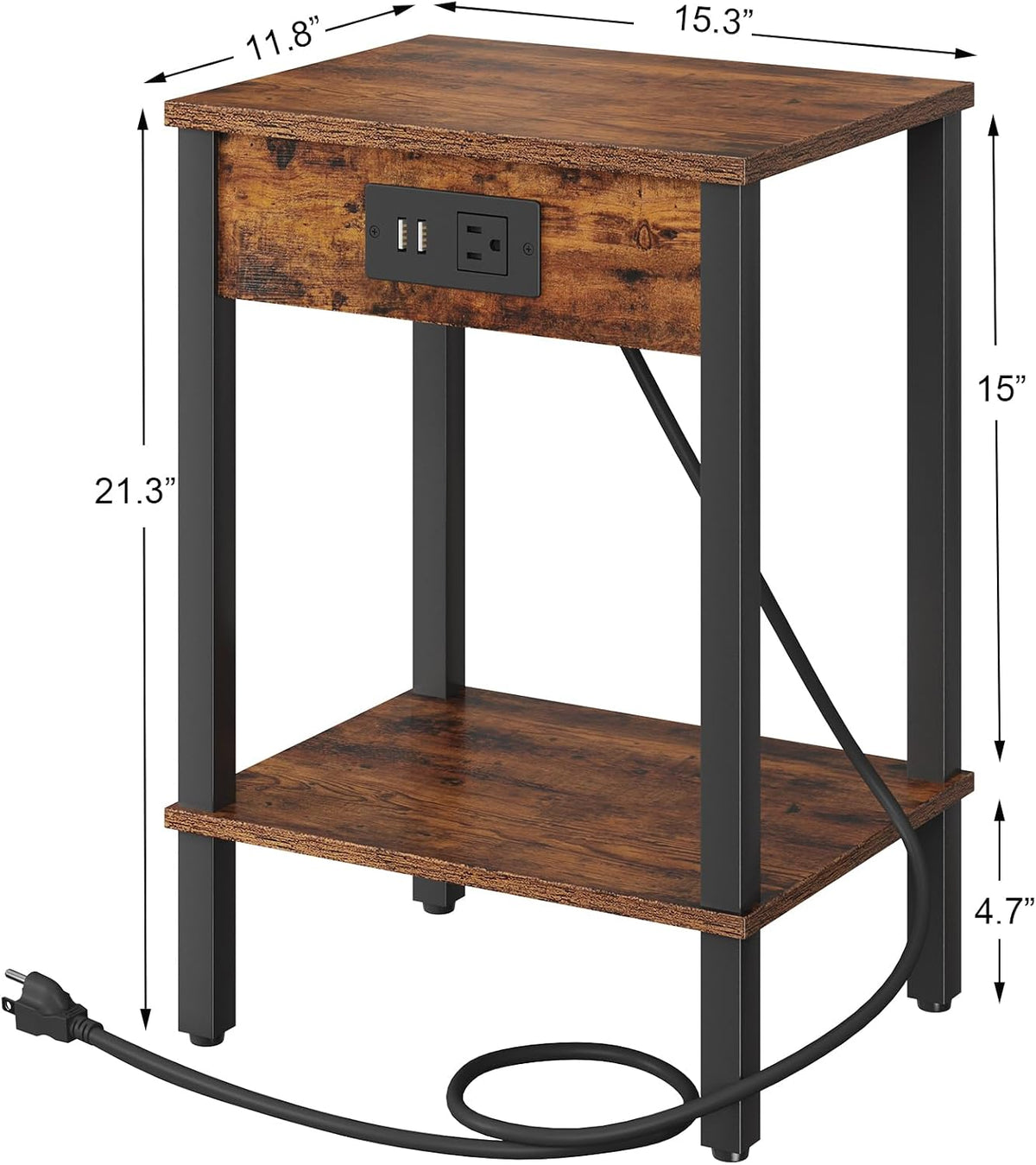 vimber side table with charging station, set of, close-up detail
