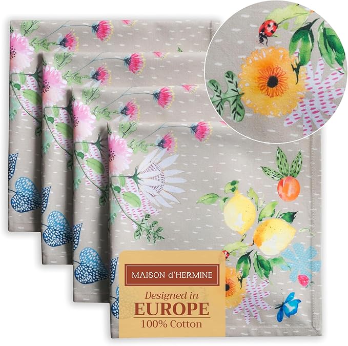 Maison d' Hermine Cloth Napkins Set of 4 100% Cotton Everyday Reusable Square by MaisondHermine