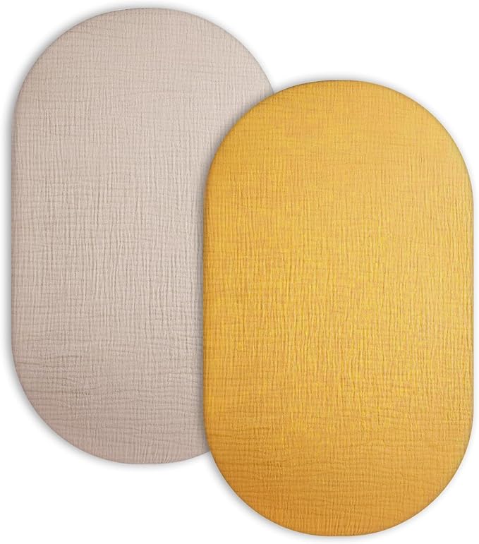 Bassinet Sheet for Baby Boy and Girl 2 Pack, Fitted Sheets for Rectangle by Meowcards