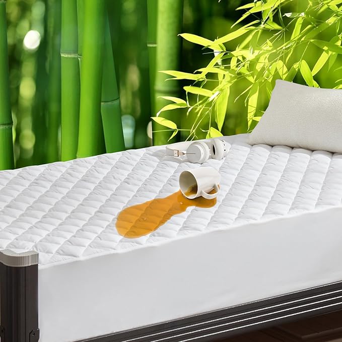 UNILIBRA Twin XL Mattress Pad Waterproof Rayon Made from Bamboo, Fitted Deep by Unilibra