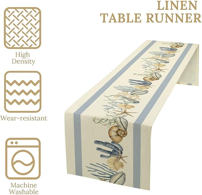 Sea Shell Starfish Table Runner Seasonal Spring Summer Tropical Ocean Table - Image 5