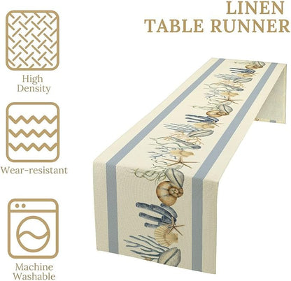 Sea Shell Starfish Table Runner Seasonal Spring Summer Tropical Ocean Table - Image 5