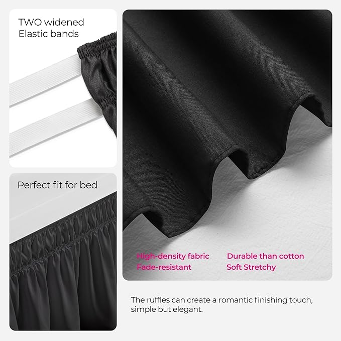 RIMELA Dorm Bed Skirt Twin XL 25 Inch Drop, Extra Long Wrap Around Elastic Bed - Image 5