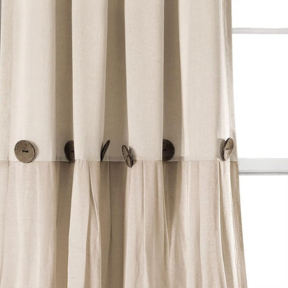 Lush Decor Linen Button Window Curtain Panel, Dark Linen - Image 3