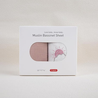 Muslin Bassinet Fitted Sheets, 2 Pack - Image 9