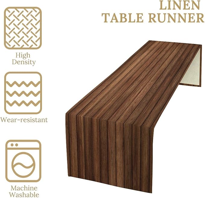 Wood Table Runner Brown Plank Wooden Barn Door Farmhouse Kitchen Dinner Runner - Image 7