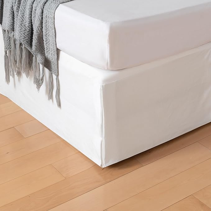 Queen Bed Skirt, Grid Plaid Soft Quadruple Pleated Ruffle Bed Skirt, Tailored by TSUTOMI
