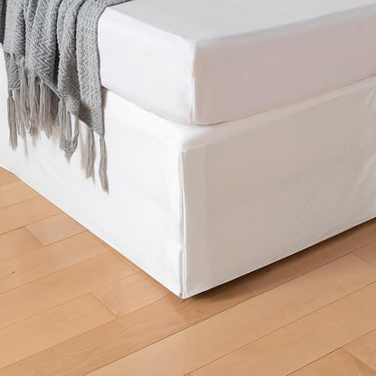 Queen Bed Skirt, Grid Plaid Soft Quadruple Pleated Ruffle Bed Skirt, Tailored by TSUTOMI