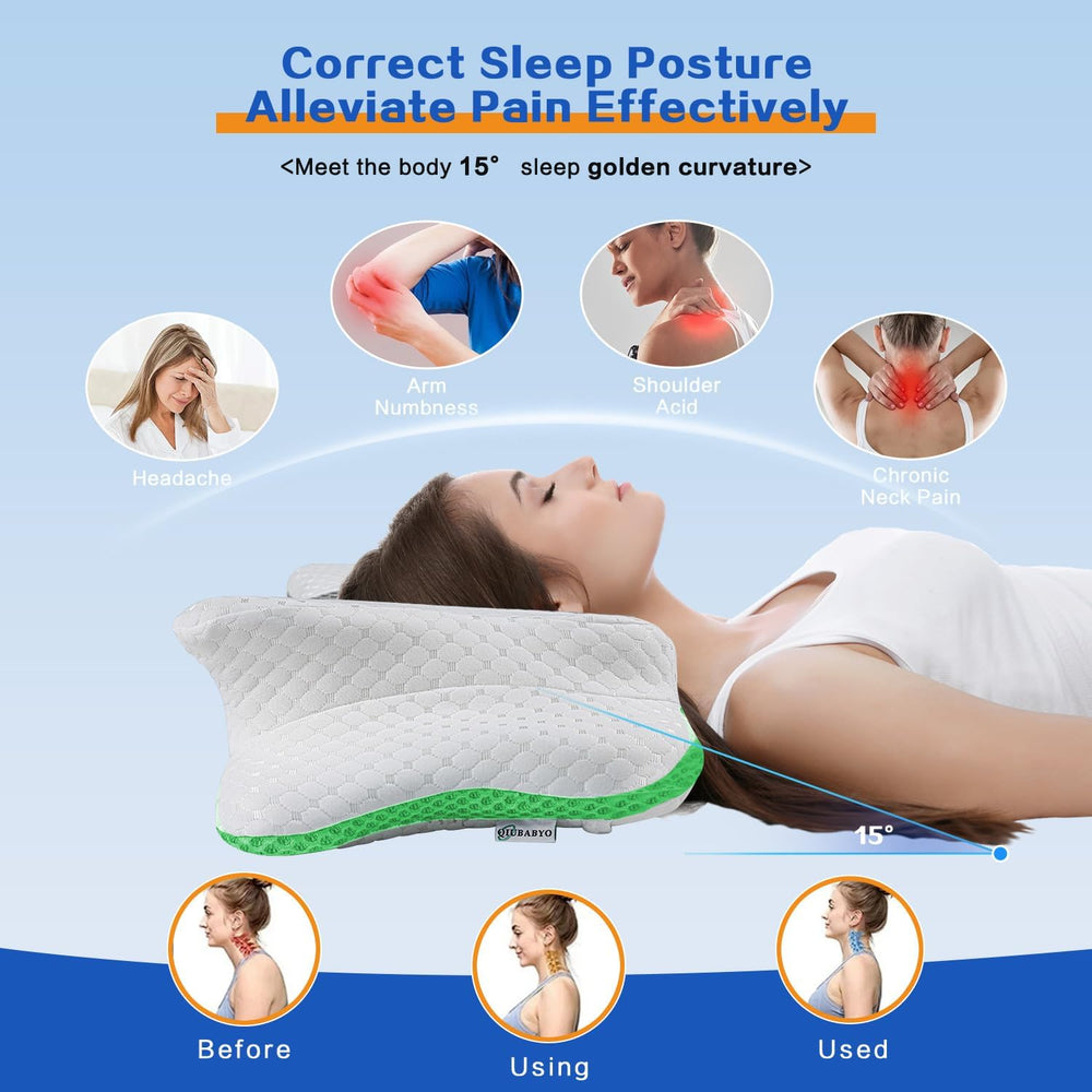 Pain Relief Cervical Pillow for Neck Support,Adjustable Ergonomic Pillow