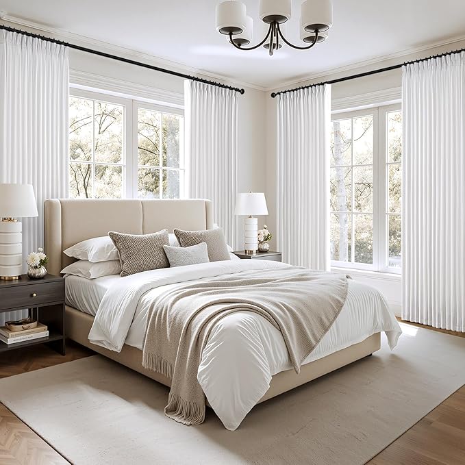 MIULEE Pinch Pleated Thick Linen Curtains 102 Inch 4 Panels Set Back Tab Memory - Image 7