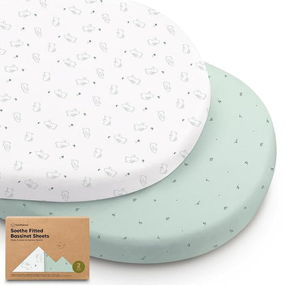2-Pack Organic Bassinet Sheets for Girls, Boys by KeaBabies