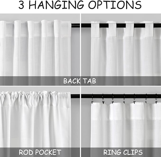 White Linen Curtains 80 inches Long - Image 3
