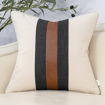 Yangest Patchwork Pillow Cover 18x18 Inch Luxury Cotton and Linen Cushion Cover by Yangest