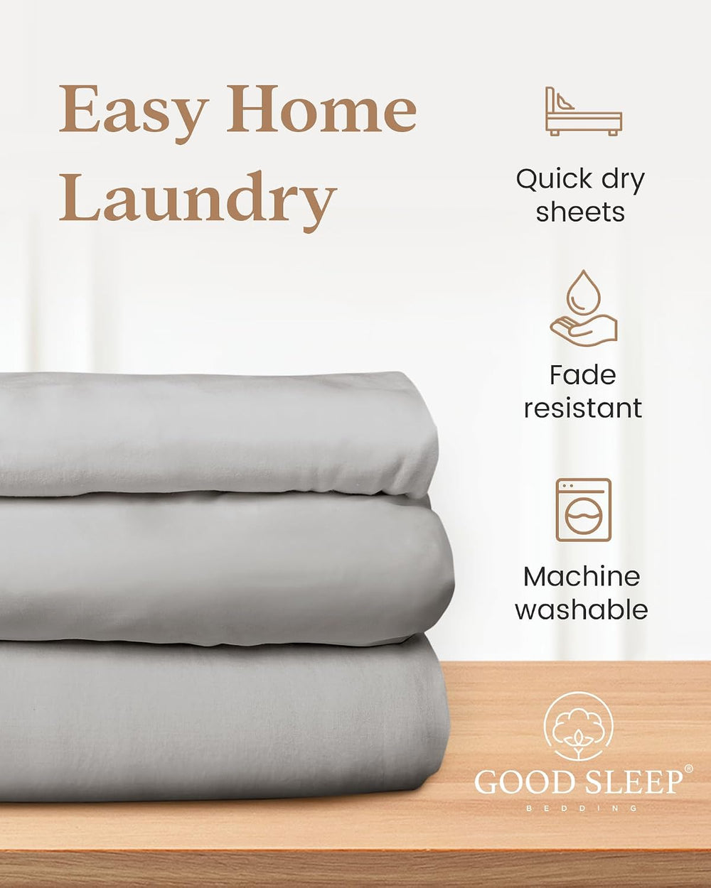 Good Sleep Bedding 5 Pc Silver Gray Split King Size Bed Sheets Set