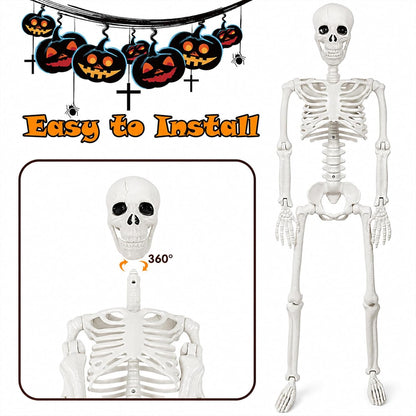 36" Halloween Skeleton Decorations - 3FT Posable Skeleton with Dog & Cat