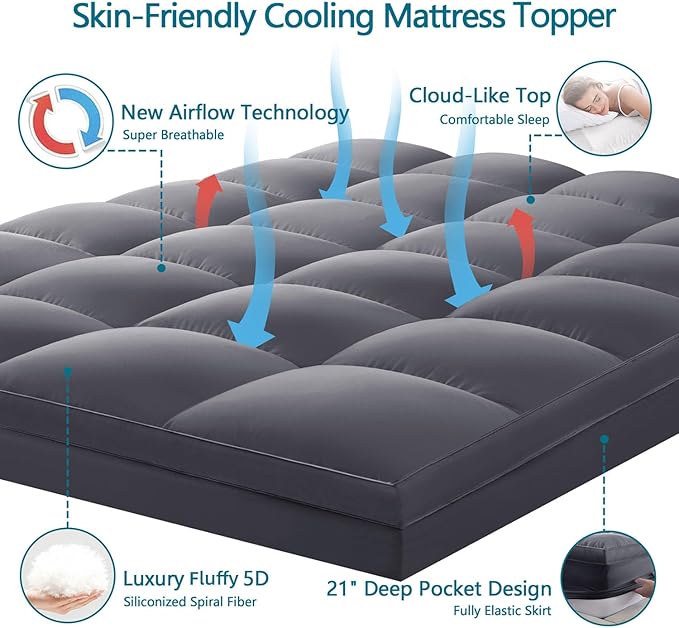 CHOKIT Twin Mattress Topper, Extra Thick Pillow Top Mattress Pad - Image 2