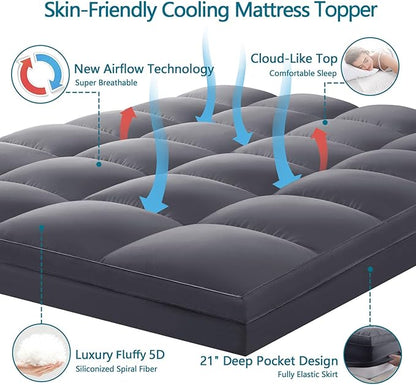 CHOKIT Full Mattress Topper, Extra Thick Pillow Top Mattress Pad - Image 2