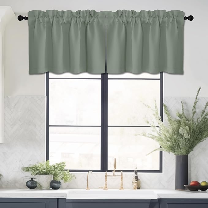 NICETOWN Sage Green Farmhouse Kitchen Christmas Valance - Image 5