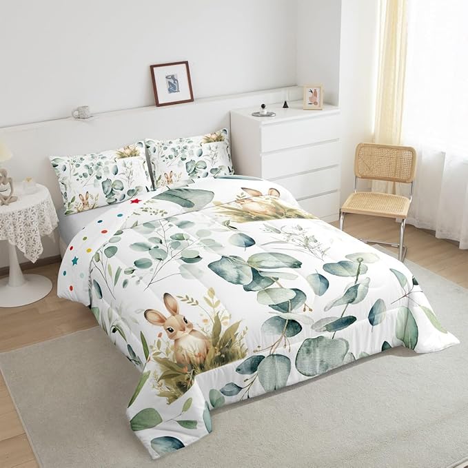 Erosebridal Girls Kawaii Animal Full Bedding Sets Cute Rabbit Comforter Set - Image 5