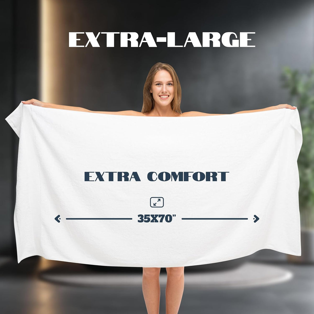white classic luxury white bath sheets 2 pack, side view