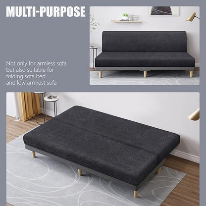 molasofa Leather Like Stretch Futon Slipcover Armless Futon Bed Sofa Cover - Image 5
